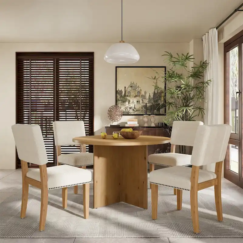 Modern 5-Piece Round Dining Table Set