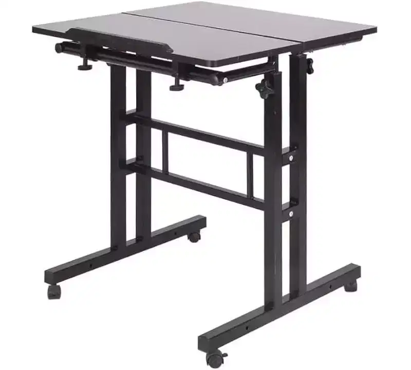 23.6 Small Standing Desk with Wheels, Mobile Stand Up Desk with Standing , Standing Table on Wheels, Rolling Computer Desk Adjustable Height