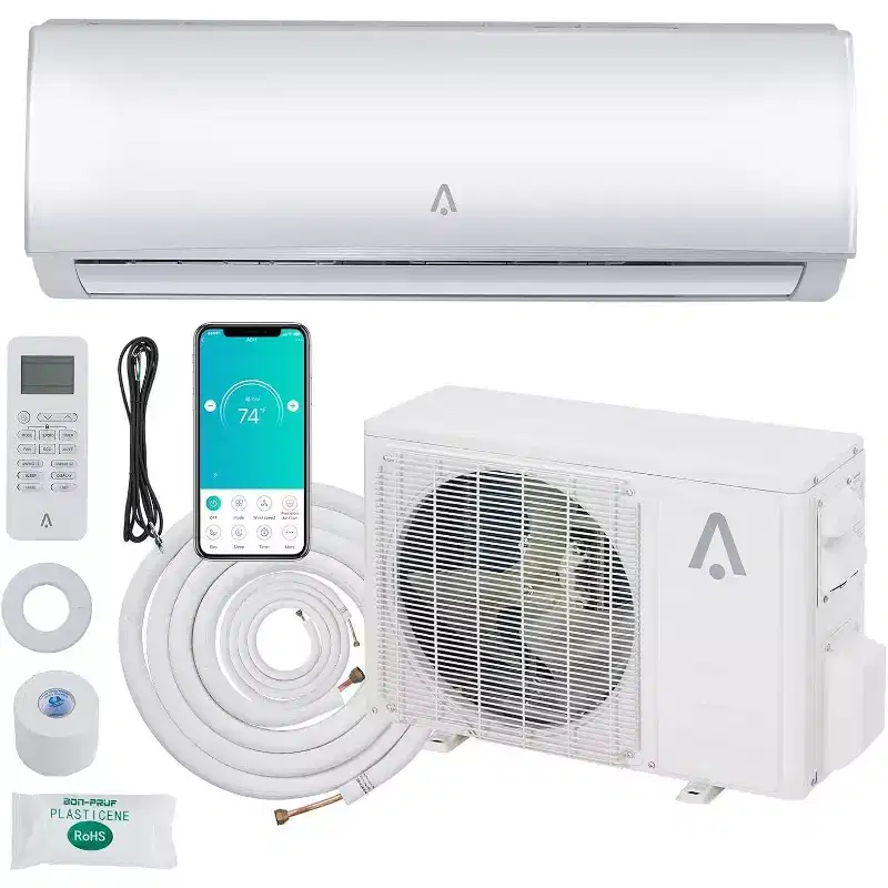 Acekool 9000 BTU Mini Split AC & Heat Pump, 19 SEER2 Inverter, WiFi & Alexa, Ductless System with Install Kit for Rooms up to 450 Sq Ft