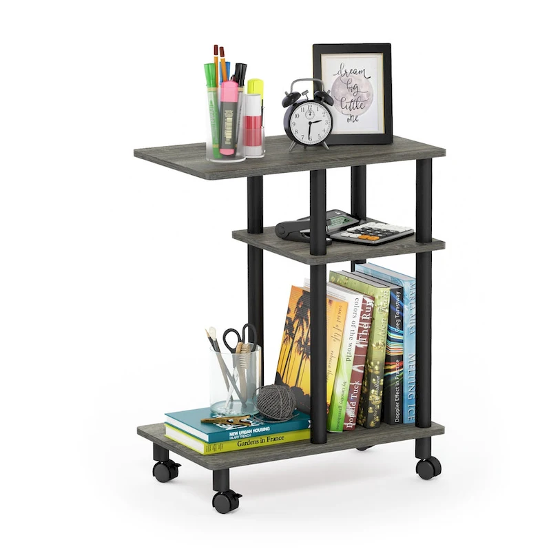 Furinno Turn-N-Tube U Shape Sofa Side Table with Casters