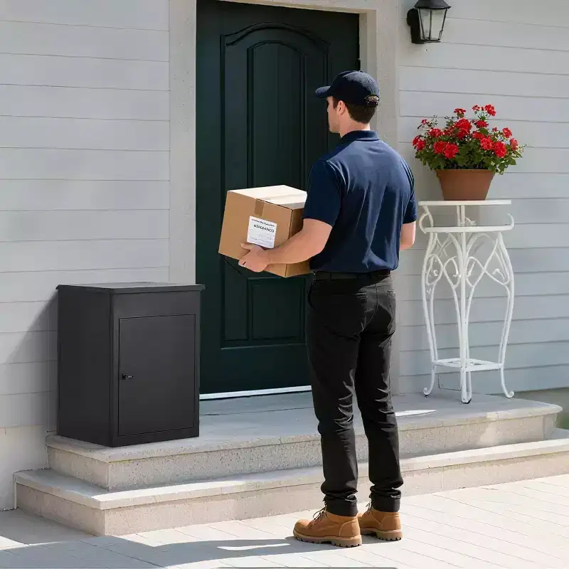 Extra Large Lockable Outdoor Parcel Drop Box  Galvanized Steel, Waterproof & Anti-Theft Storage for Porch, Yard, Garden, Patio, or Curbside