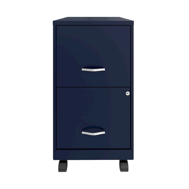 2-Drawer Mobile Metal File Cabinet - Navy, Fits Under Desk