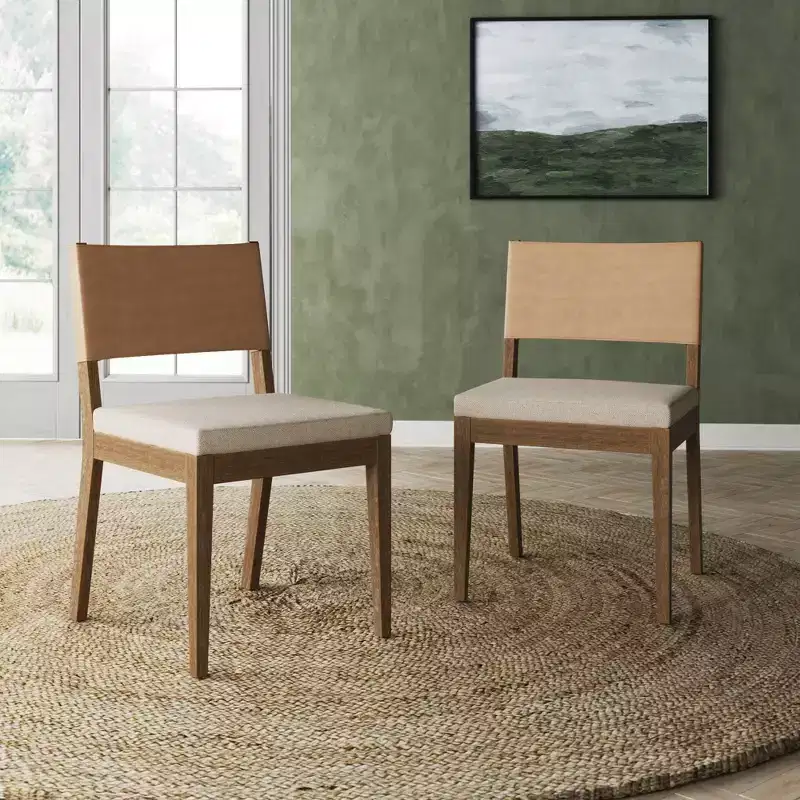Nathan James Set of 2 Linus Dining Chair Brown Faux Leather