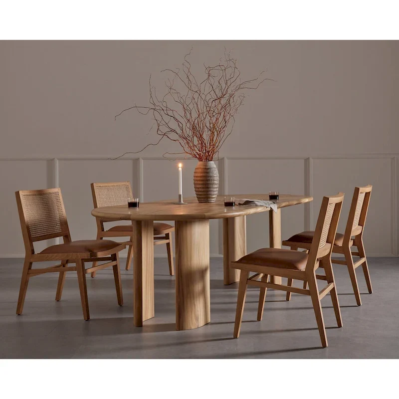 Gold Guanacaste Wood Dining Table with Arched Legs