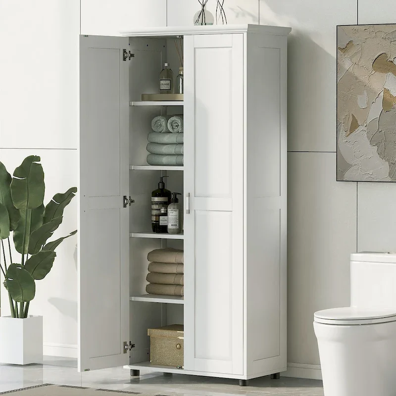 Storage Cabinet with 2 Doors and Adjustable Shelf
