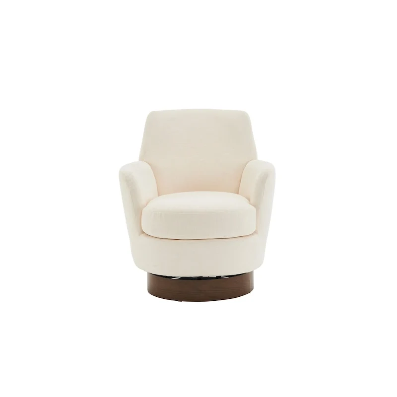 29.3 Upholstered Swivel Barrel Chair with Stainless Steel Base