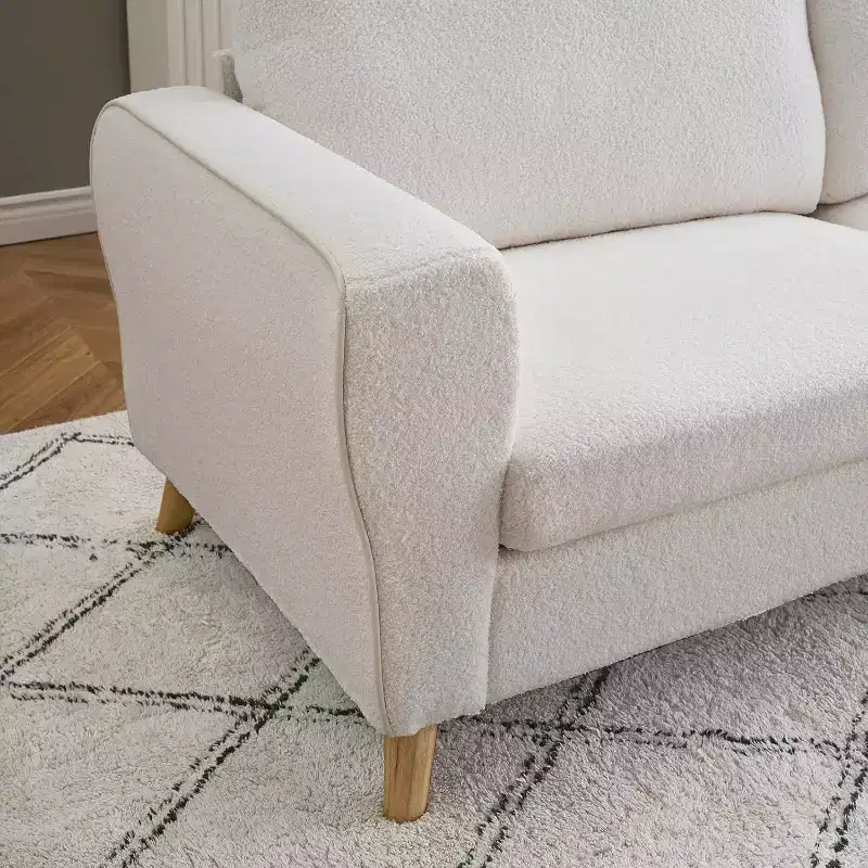 84 Sofa, 3 Seater Couch for Living Room, Modern Loveseat, Boucle Sofa with Deep Seats and Wide Armrests, Wood Legs, Easy Assembly for Home