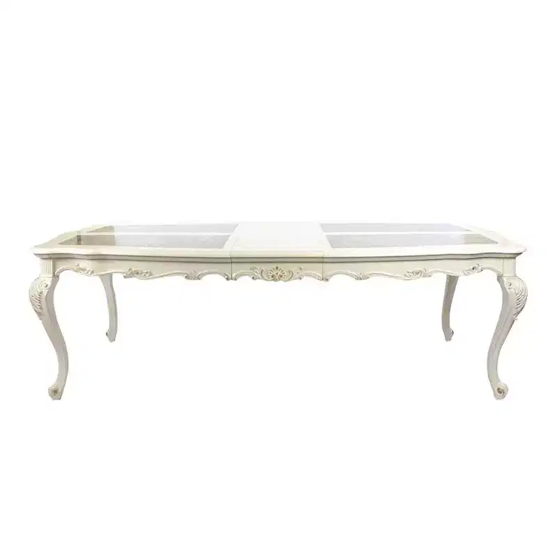 Chantelle 96" Dining Tables Marble Top and Pearl White - Acme Furniture