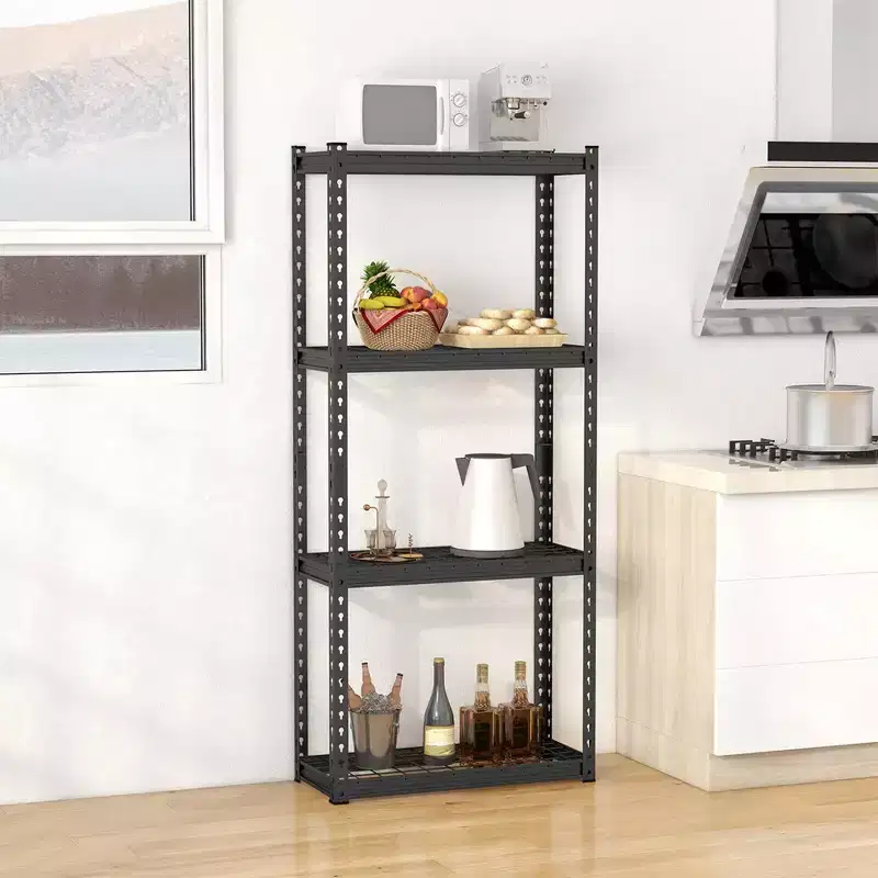 Costway 1/2/3/4 PCS 4-Tier Metal Shelving Unit Heavy Duty Wire Storage Rack with Anti-slip Foot Pads Black
