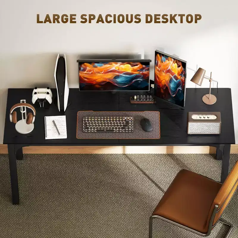 71 Inch Large Industrial Desk Home Office Table with Wide and Metal Frame