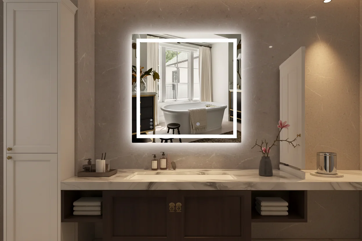 36x36 Shatter-Proof Wall-Mounted Bathroom Mirror