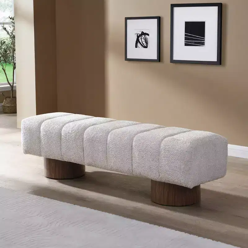 64 Modern Upholstered Dining Bench, Entryway Bench, Window Bench for Living Room or Entryway, No Assembly Required-Panipeachy