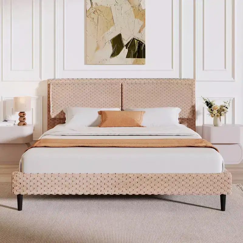 Christopher Knight Home Cassandra Modern Plush Upholstered Bed with Headboard