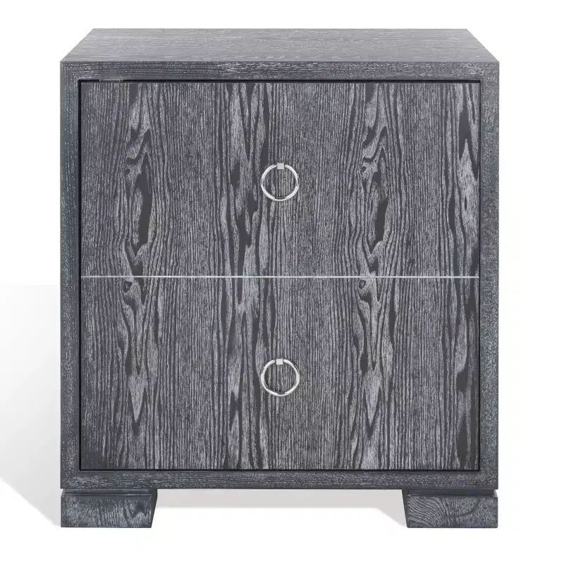 Lacquer Chest - Black Cerused Oak Nightstand