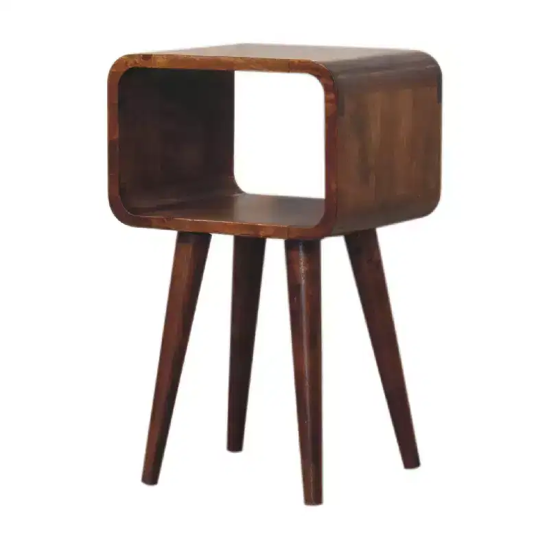 Modern 19.7 Mango Wood Curved Nightstand