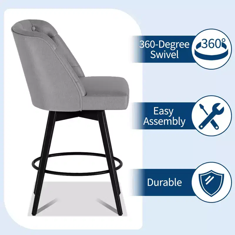 Bar Stools with Backs, 26 Counter Height Bar Stools Set of 2, Modern Kitchen Island Chairs