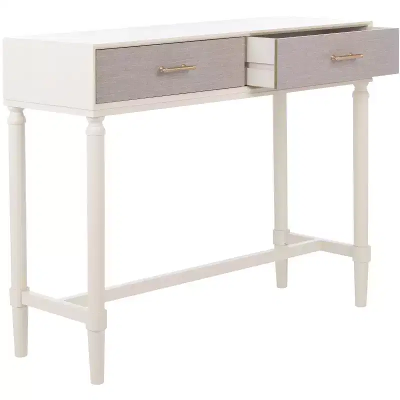 2-Drawer Console Table Pine Frame Transitional Style