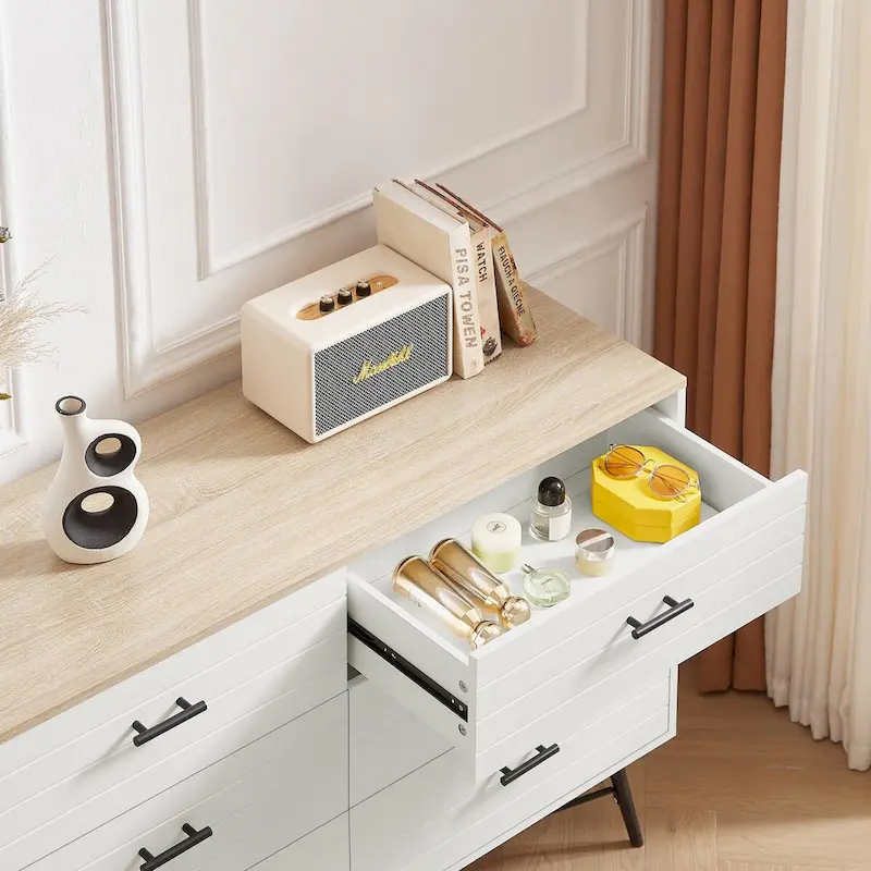 47.2W Modern Bedroom with Deep 6 Drawers - N/A
