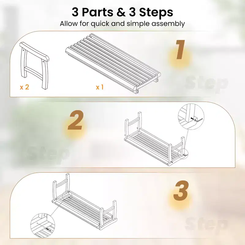 Costway 2PCS 2-Person Patio Garden Dining Bench w/Contoured Slatted Seat 800 lbs Capacity