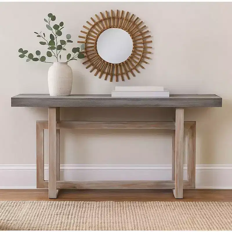 Royal Hampton 59 Inch Artisan Sideboard Console Table with Geometric Interlocked Base