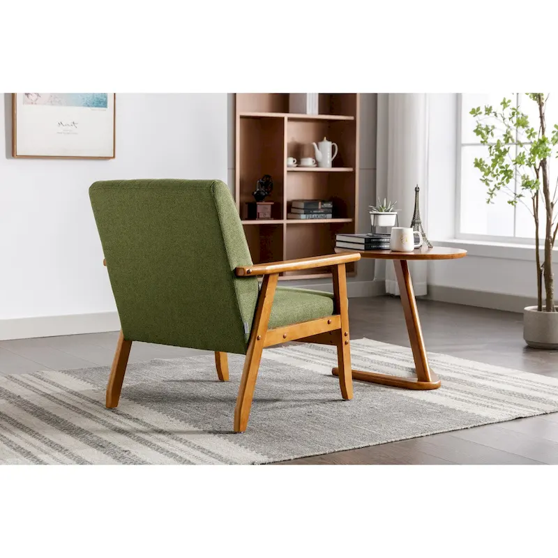 Leisure Chair with Solid Wood Armrest and Feet for Living Room Bedroom Studio chair