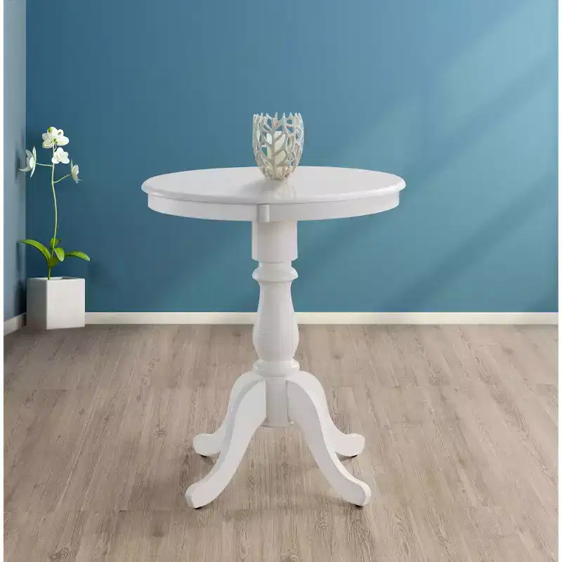Salem Round Pedestal Bar Table White