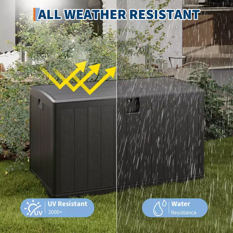 130 Gallon Heavy-Duty Outdoor Resin Deck Box  Waterproof, Weather-Resistant Storage for Patio Cushions, Garden Tools, Packages