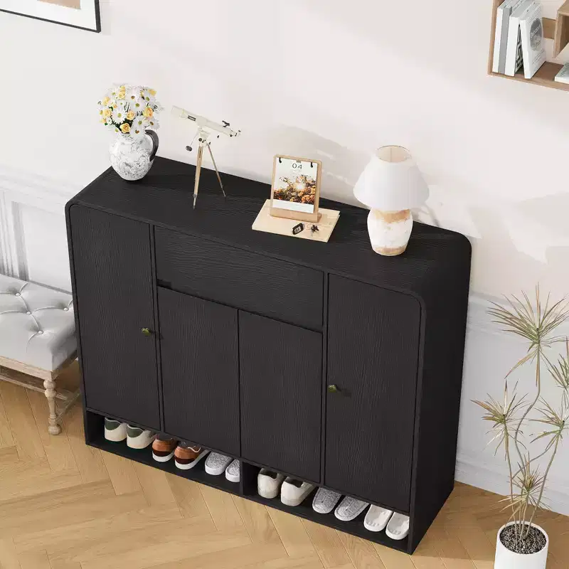 47.2 Shoe Storage Cabinet with 4 Doors and 1 Drawer, Entryway Shoe Organizer Cabinet for Hallway, Living Room or Bedroom