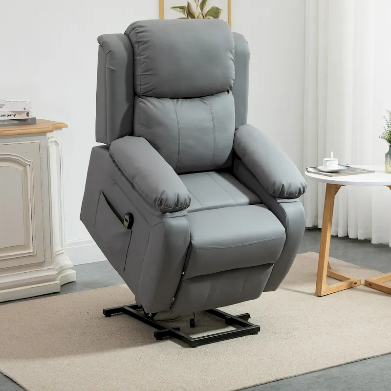 Living Room Power Lift Chair, PU Leather Electric Recliner Sofa Chair for Elderly with Remote Control