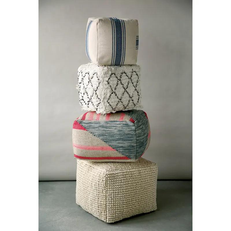 New Zealand Wool and Cotton Pouf