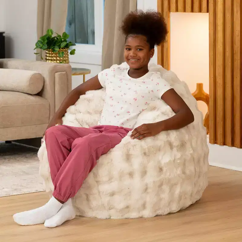 Raven-Symon Home Lil' Cuddler Cocoon Jr Kids Faux Fur Bean Bag Crash Pad & Lounger