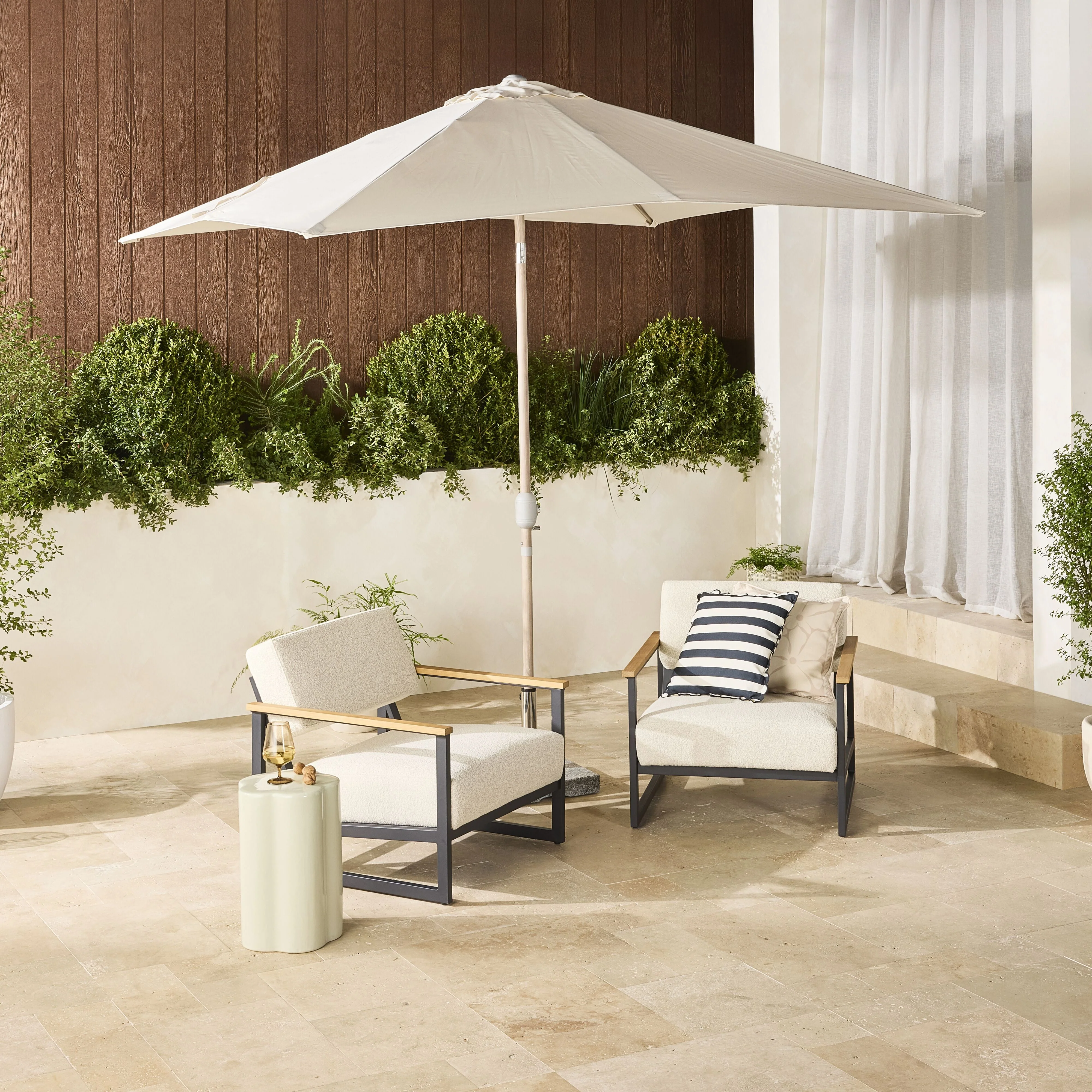 Micro Boucle Indoor Outdoor Armchair Natural