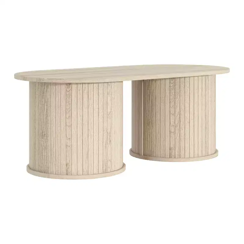 Fluted Oblong Coffee Table with Round Base 39.2