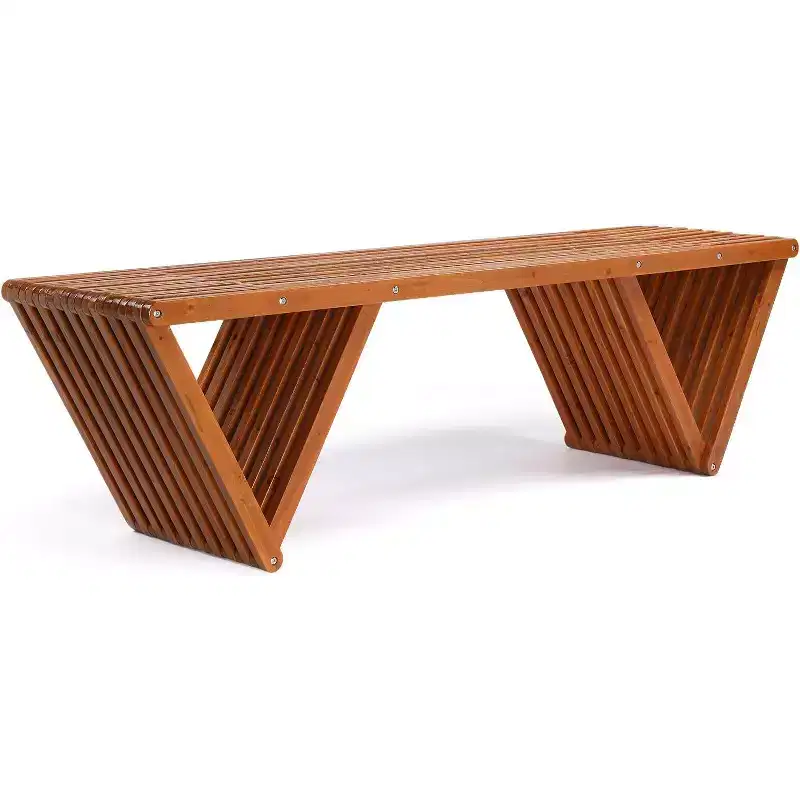 VINGLI Outdoor Wooden Bench, 63 All Weather Patio Bench Porch Bench, 600lb Capacity Outdoor Backless Benches for Yard Park Garden