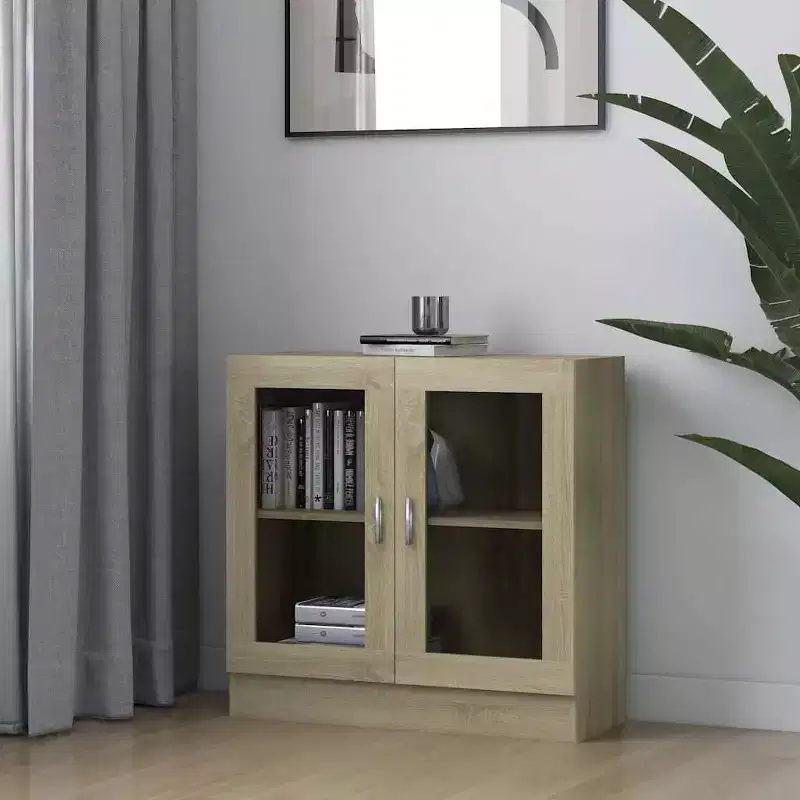 Display Cabinet Sonoma oak Engineered wood, glass Medium