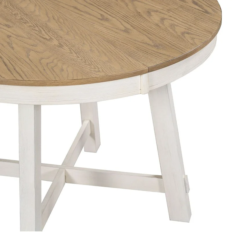 5 PCS Farmhouse Dining Table Set of 4 Chairs, Extendable