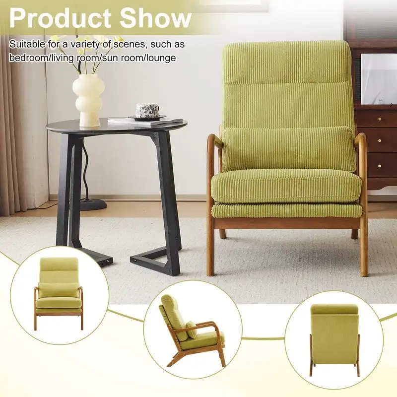 High Back Solid Wood Armrest Backrest Leisure Chair Accent Chair