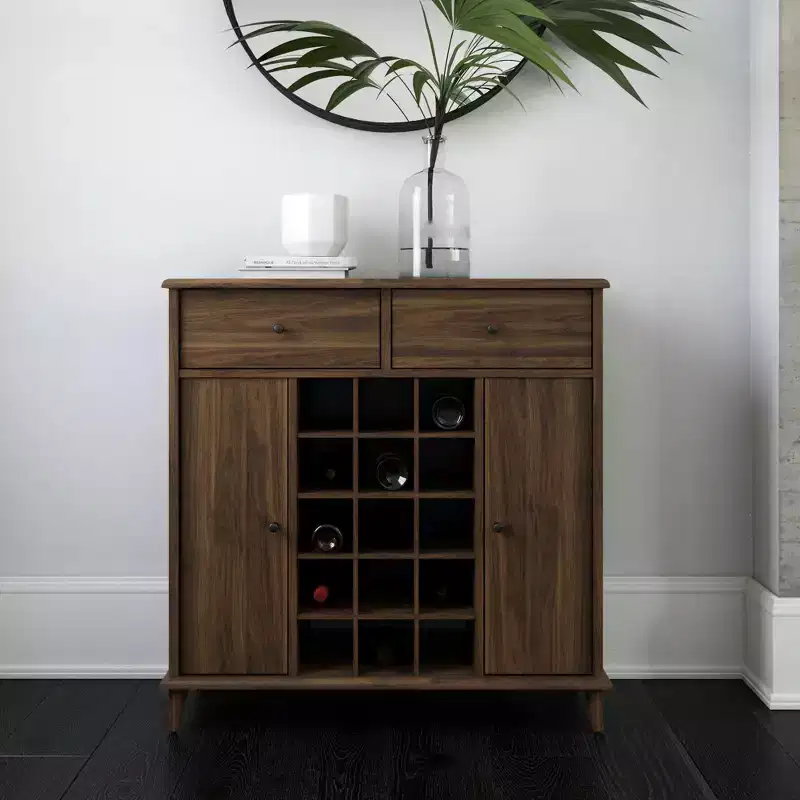 RealRooms Wexford Bar Cabinet, Walnut