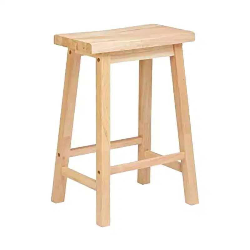 PJ Wood Classic Saddle Seat 24'' Kitchen Bar Counter Stool with Backless Seat & 4 Square Legs, for Homes, Dining Spaces, and Bars, Natural (5 Pack)