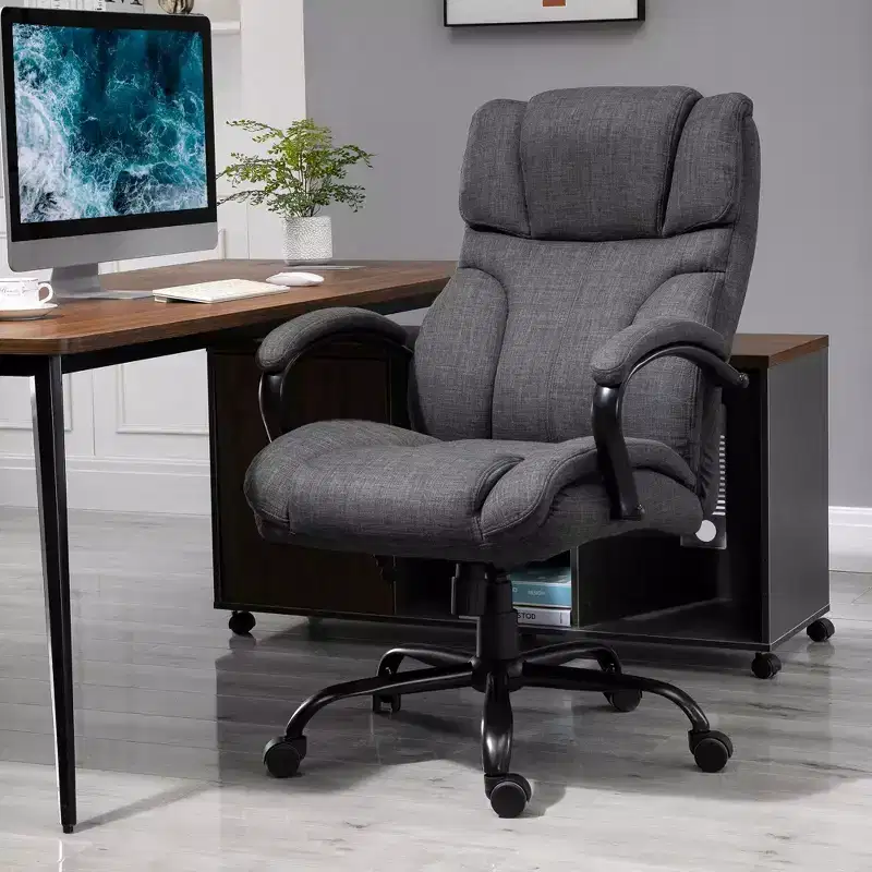 Extra Wide Comfy Chair with Adjustable Height, Ergonomic Office Chair with Padding Armrest, Criss Cross Chair for Home, Office