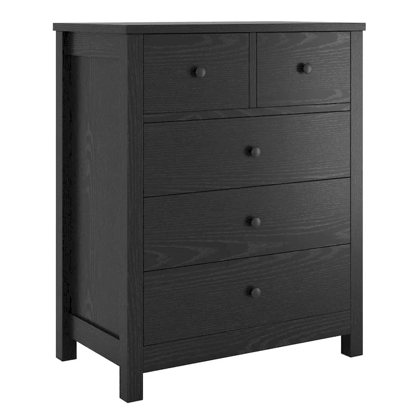 5-Drawer Bedroom Dresser – Modern Wood Grain Design, Solid Wood Legs, 29x16x37