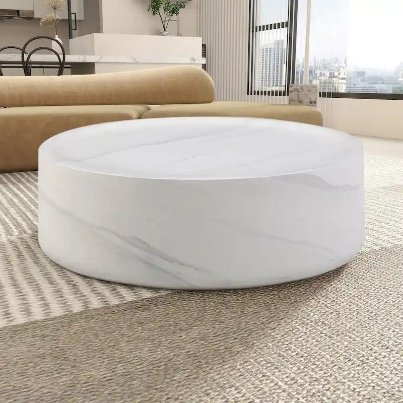 31.49 Round Faux MARS Pattern Coffee Tables No Need Assembly