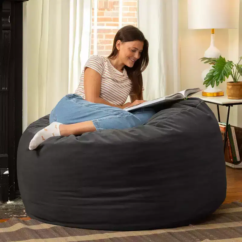 Jaxx 4 Foot Saxx - Large Round Bean Bag Chair for Adults - Lush Velvet
