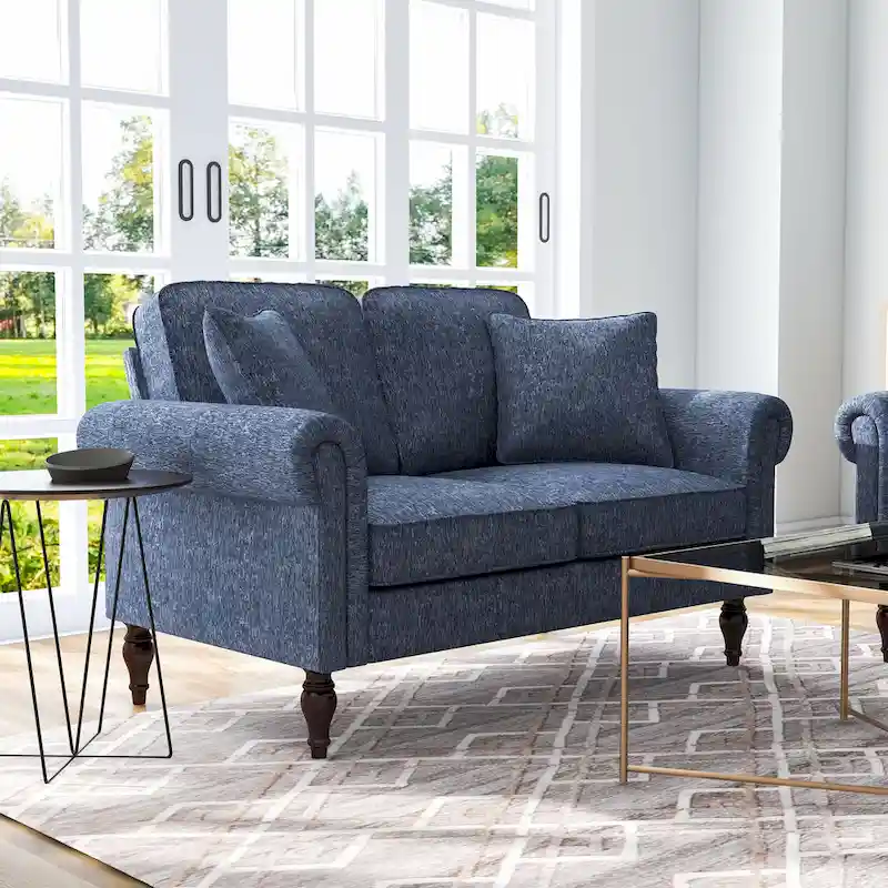 Traditional Chenille Multiple Cushions Loveseat