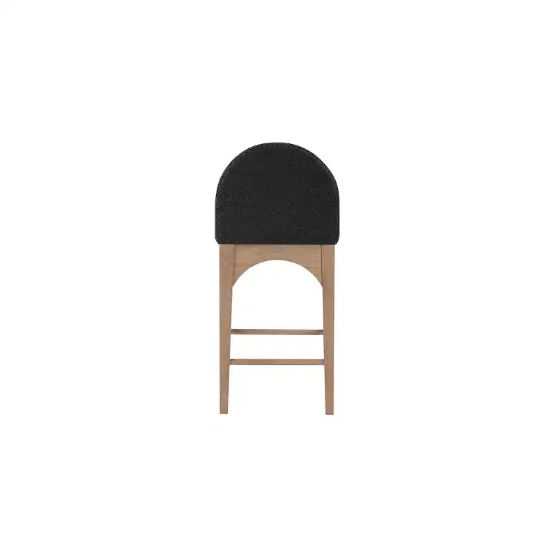 Black Boucle Fabric Counter Stool with Ash Wood Frame