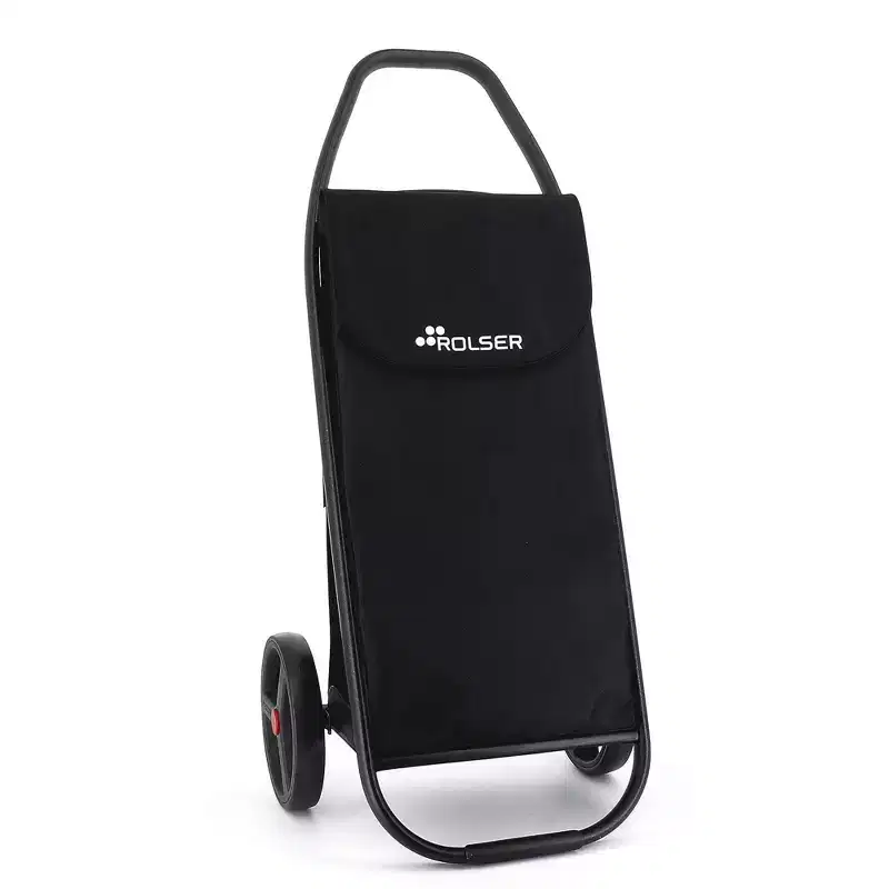 Rolser COM MF 2 Big Wheel Shopping Cart Black: Portable Foldable Grocery Cart with Built-In Handles, No Assembly Required