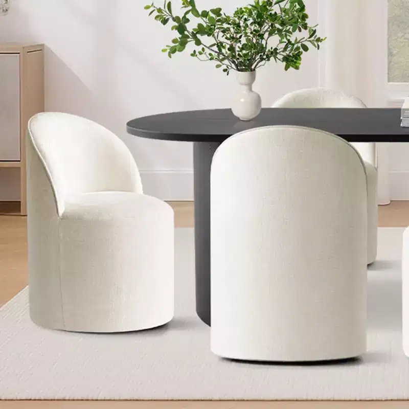 7-Piece Dining Set for Kitchen, Black Oval Table and Chenille Barrel Chairs, Modern Dining Room Furniture - Panipeachy