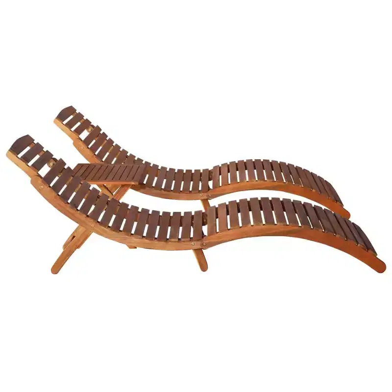 vidaXL Sunlounger With Table Natural Acacia Solid Acacia Wood Standard