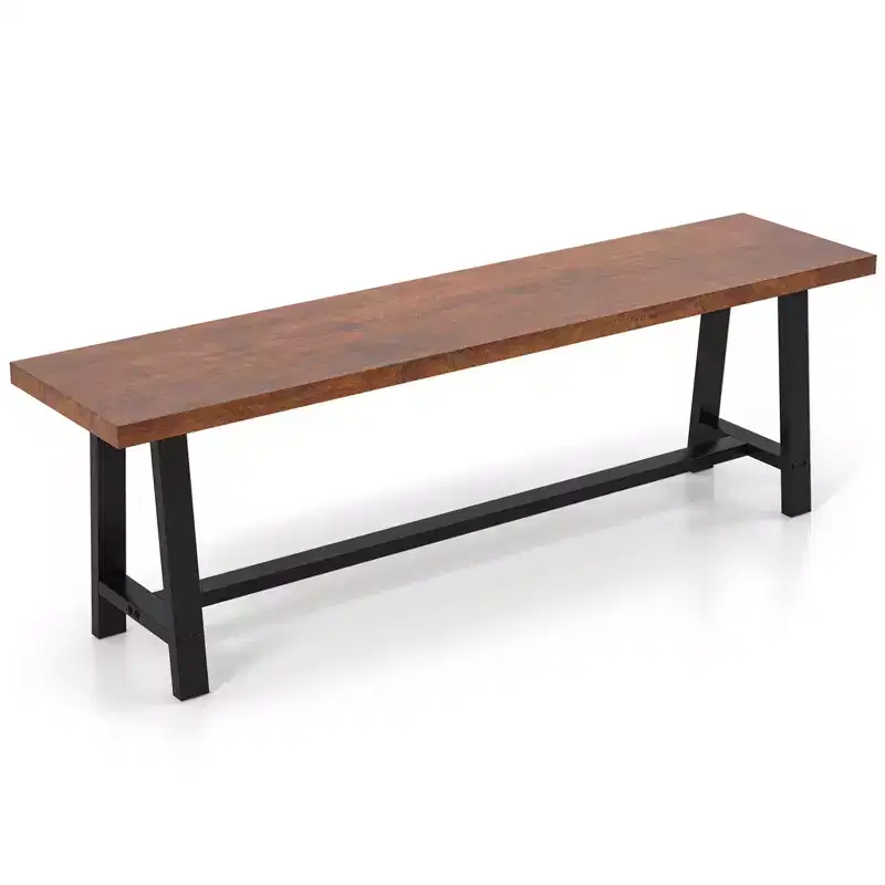 Costway 1/2 PCS 60 Dining Bench 3 Person Entryway Shoe Bench with Metal Frame for Hallway