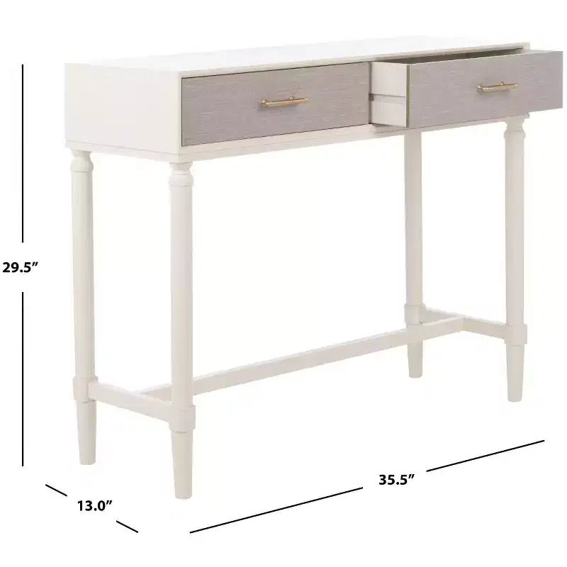 2-Drawer Console Table Pine Frame Transitional Style